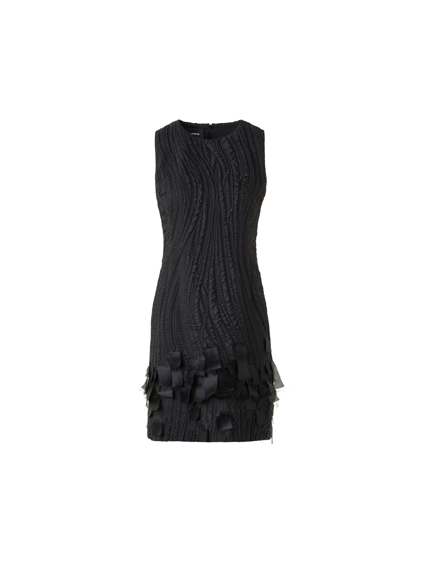 Designer Cocktail Dress in Waves & Ribbons Jacquard - Schwarz