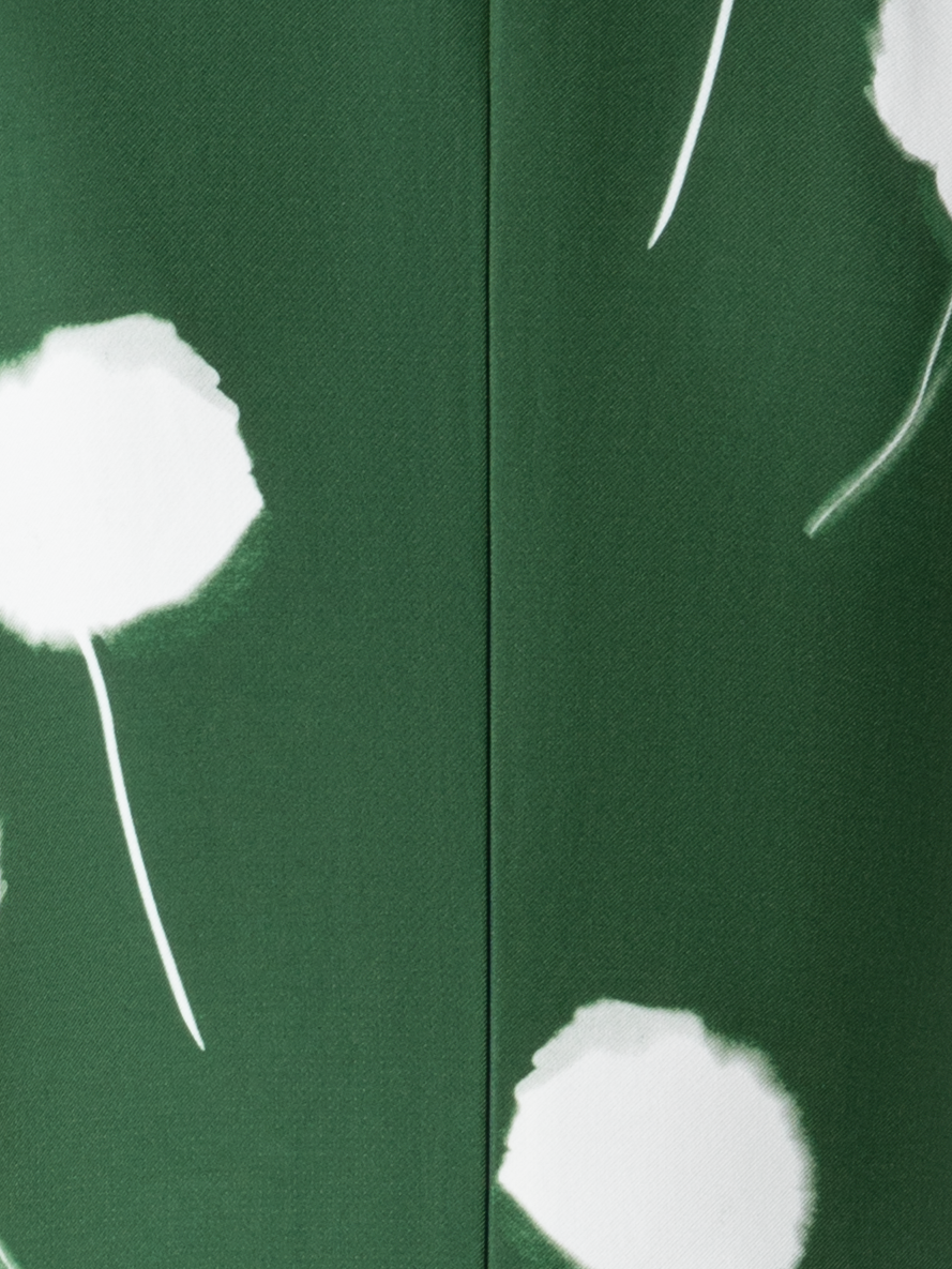 Designer Baumwoll-Seiden-Etuikleid mit Dandelion Druck - Grün - Bunt