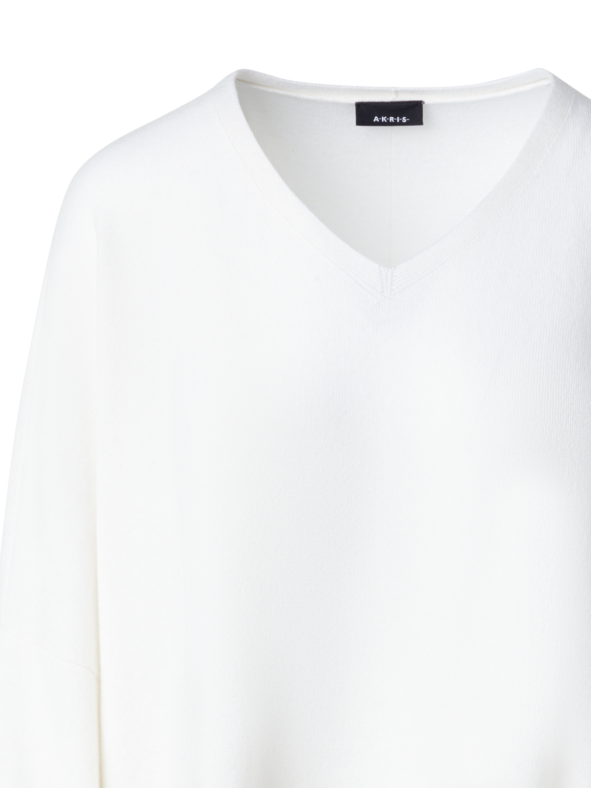 Designer Oversize Kaschmirpullover mit V-Ausschnitt - Ecru - Weiss