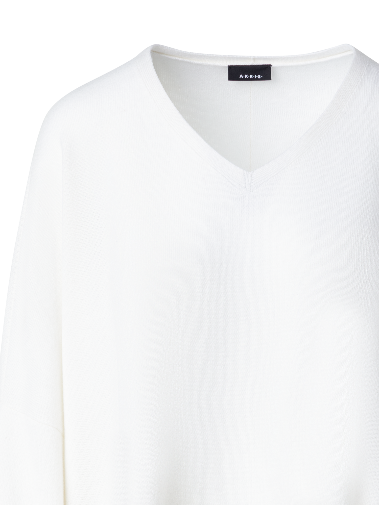 Designer Oversize Kaschmirpullover mit V-Ausschnitt - Ecru - Weiss