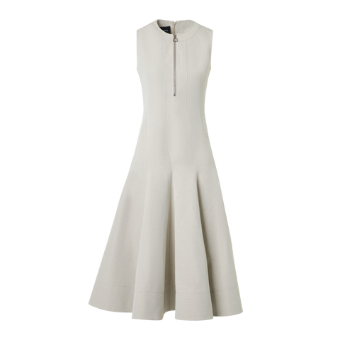 Fit-and-Flare-Midikleid aus Gabardine aus Baumwollleinennal Dress in Cotton-Linen Gabardine