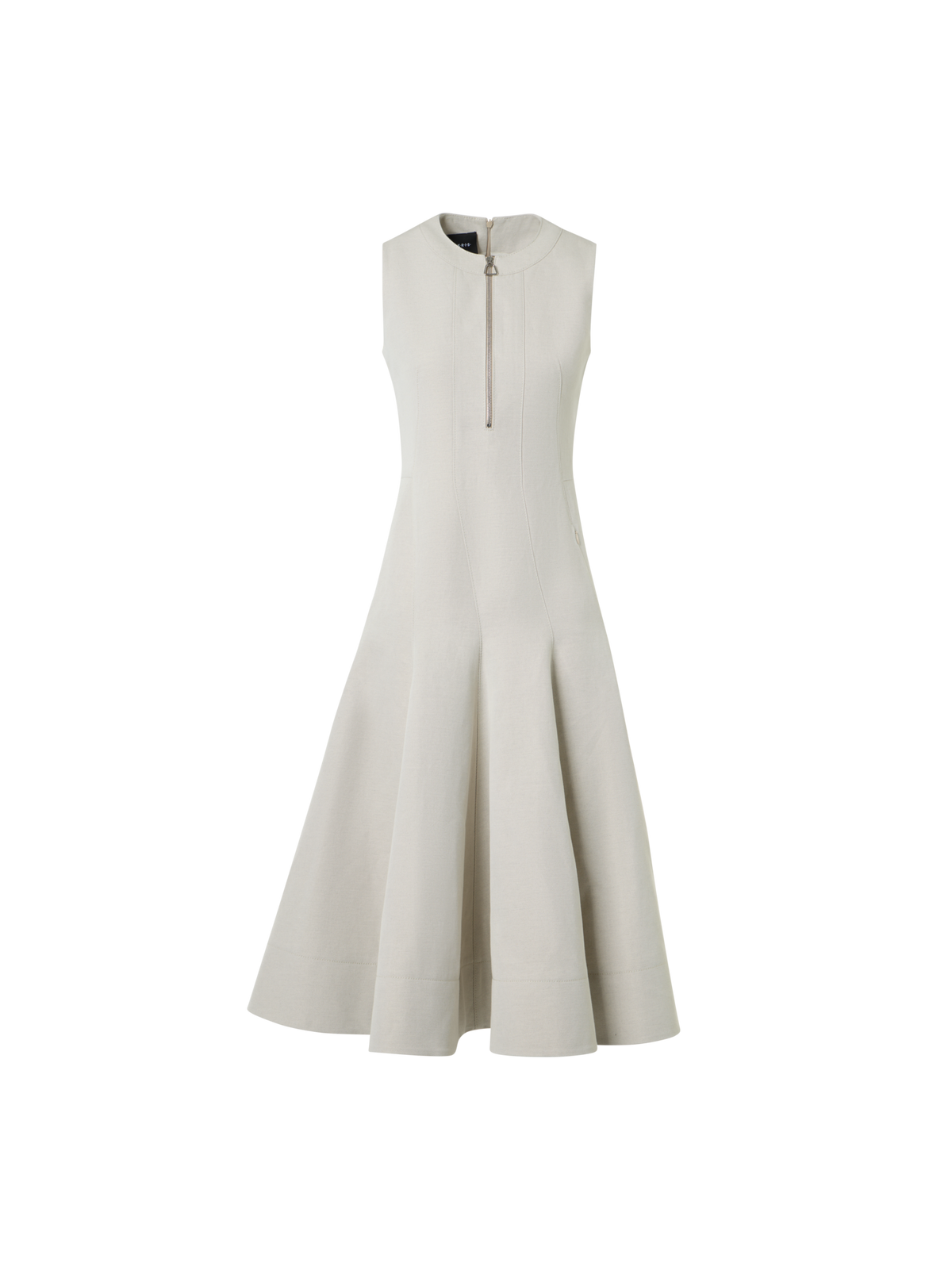 Designer Fit-and-Flare-Midikleid aus Gabardine aus Baumwollleinennal Dress in Cotton-Linen Gabardine - Grau