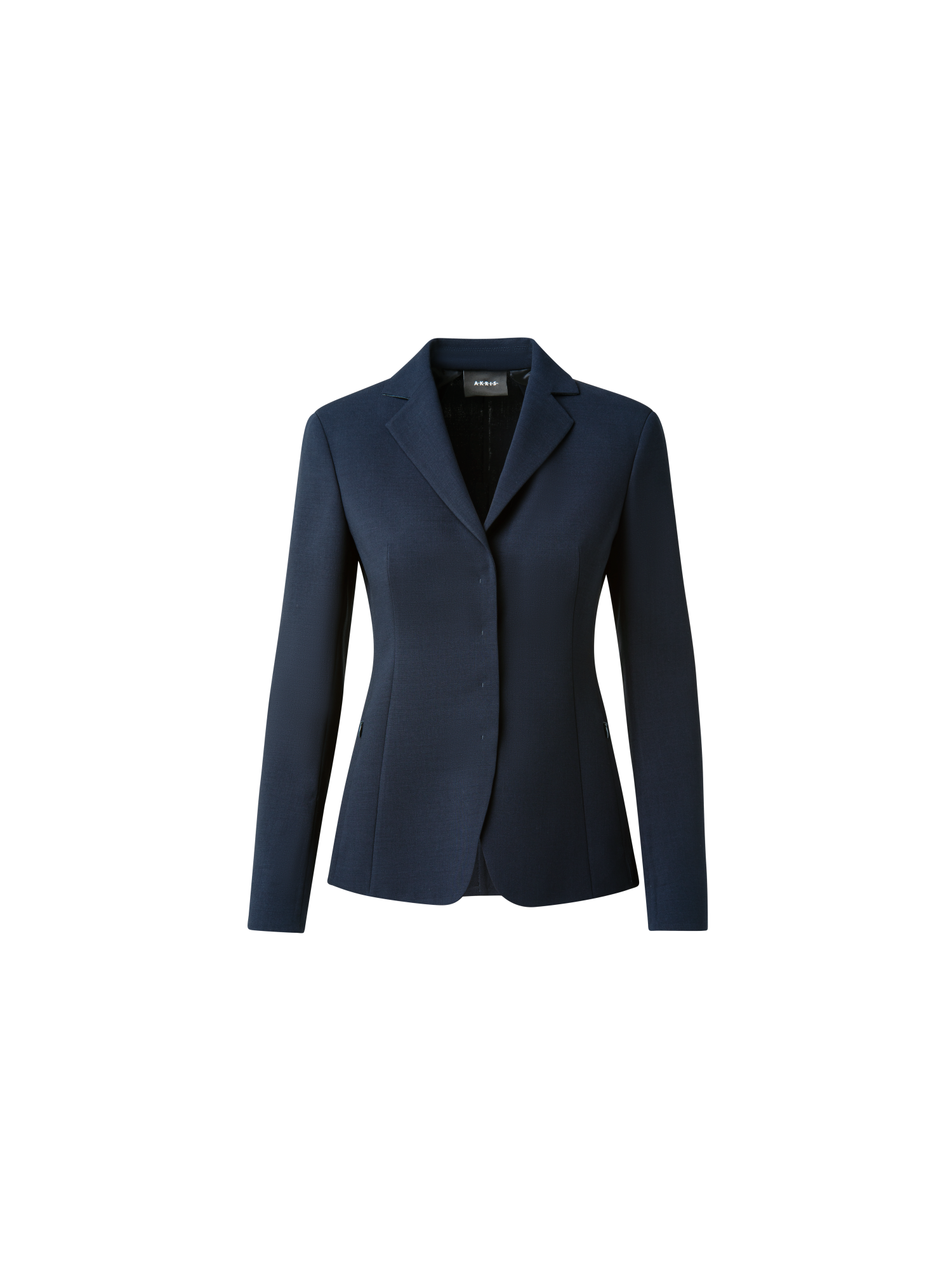Designer Blazer aus Woll-Doubleface mit Leder-Kragen - Dunkelblau - Blau