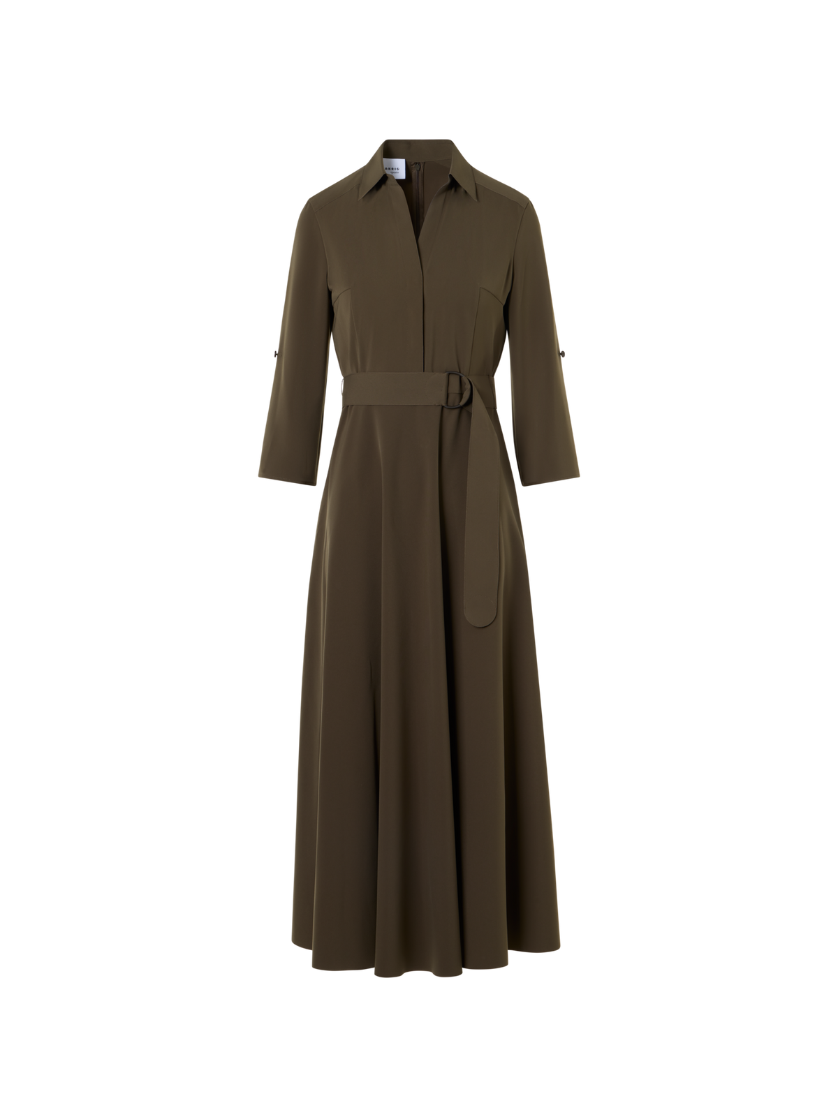 Designer Ausgestelltes Midikleid aus Signature-Lasercut-Krepp - Grün