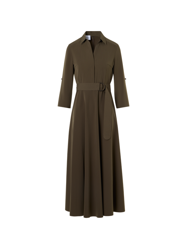 Designer Ausgestelltes Midikleid aus Signature-Lasercut-Krepp - Grün