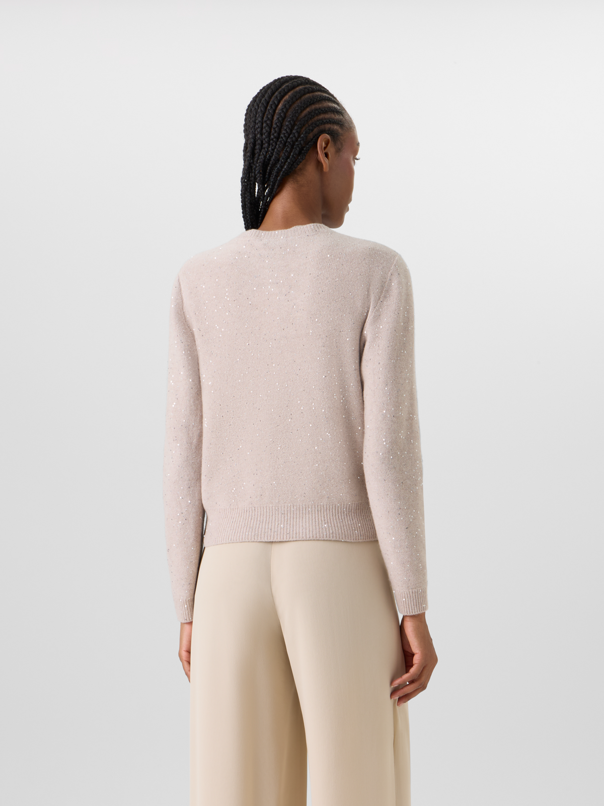 Designer Langärmelige Strickjacke aus Woll-Kaschmir - Beige #editorial