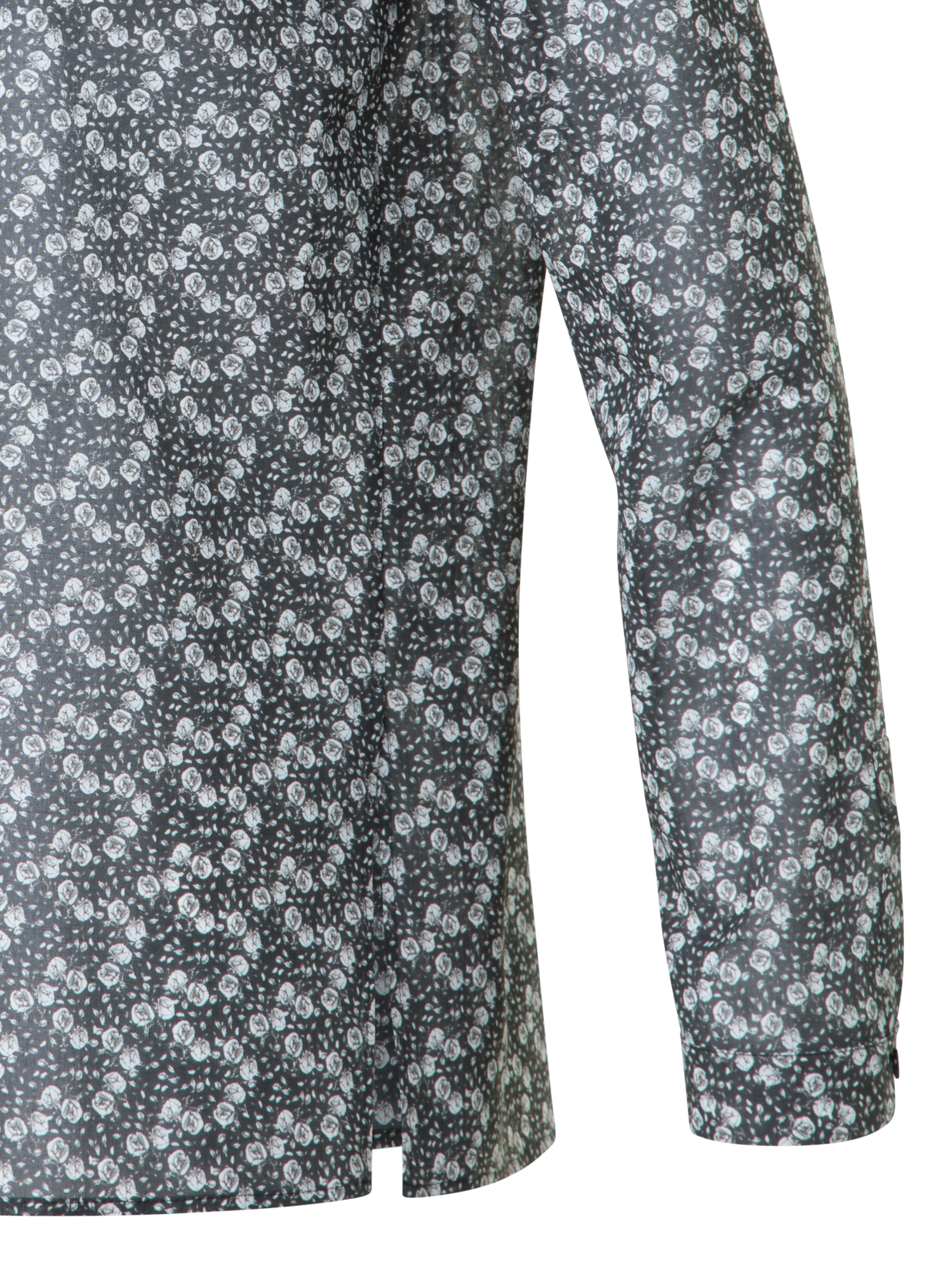 Designer Baumwoll-Tunika-Bluse mit Mini Anemone Druck - Schwarz - Bunt