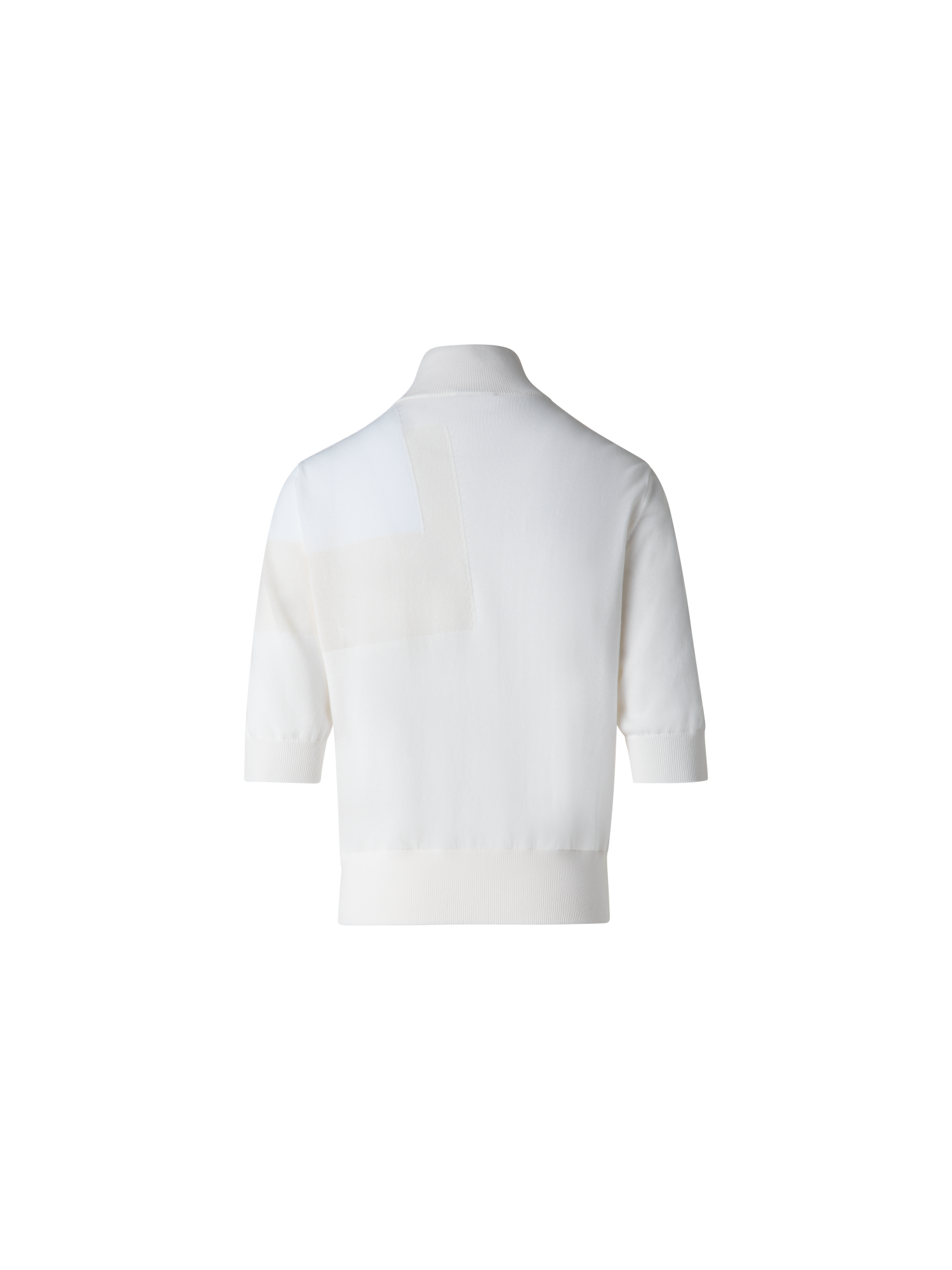 Designer Baumwoll-Kurzarmpullover mit Trapez-Jacquard - Ecru - Weiss