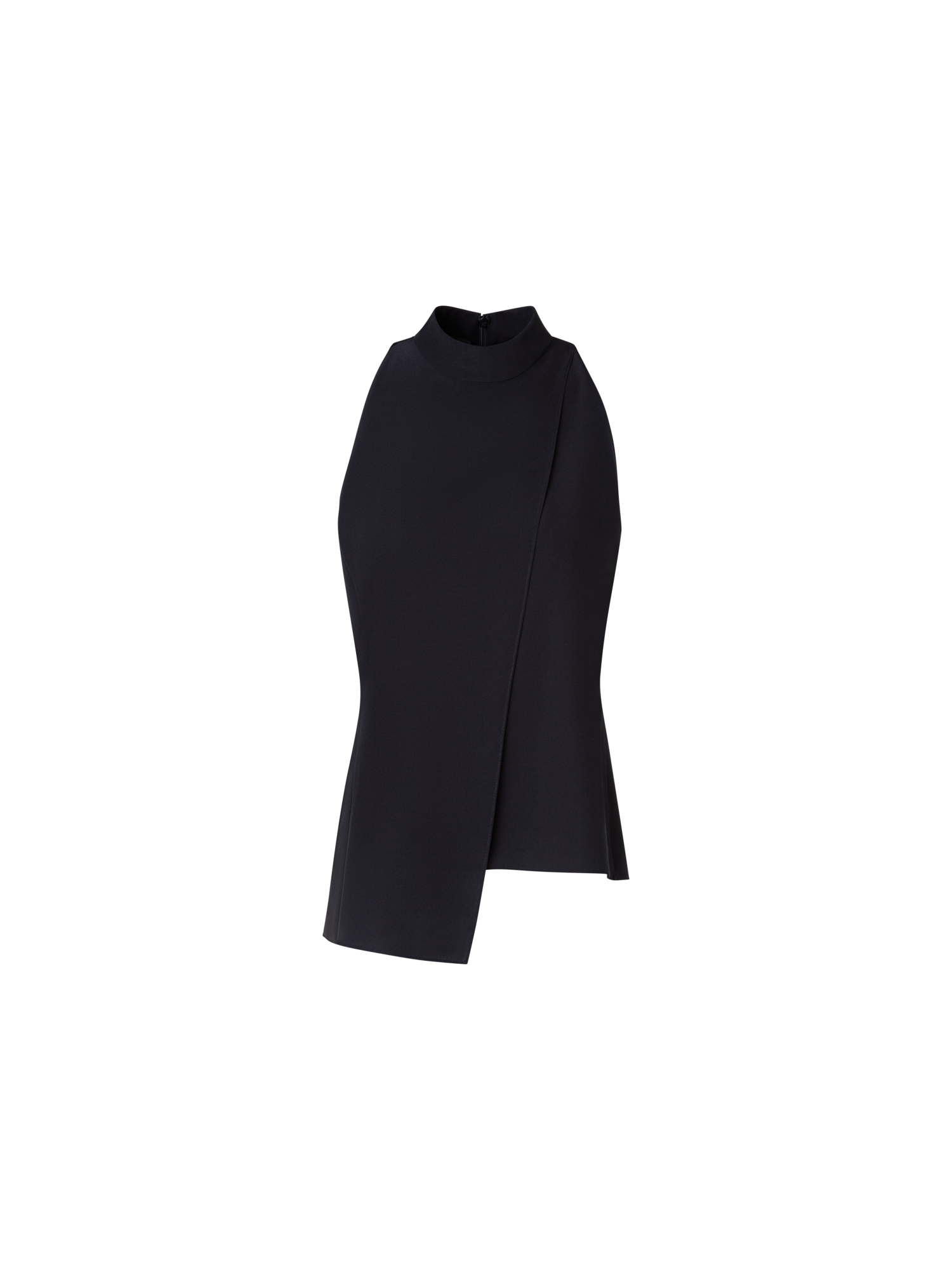 Designer Ärmellose Seidenbluse mit asymmetrischem Detail - Schwarz