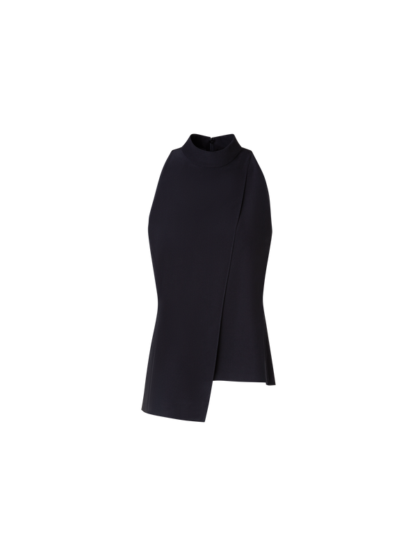 Designer Ärmellose Seidenbluse mit asymmetrischem Detail - Schwarz