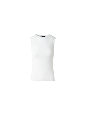 Designer Stricktop aus halbtransparenter Baumwolle - Ecru - Weiss