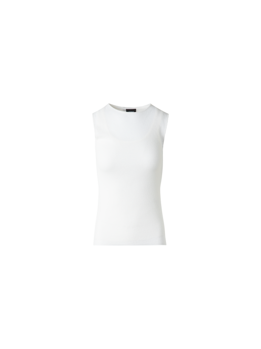 Designer Stricktop aus halbtransparenter Baumwolle - Ecru - Weiss