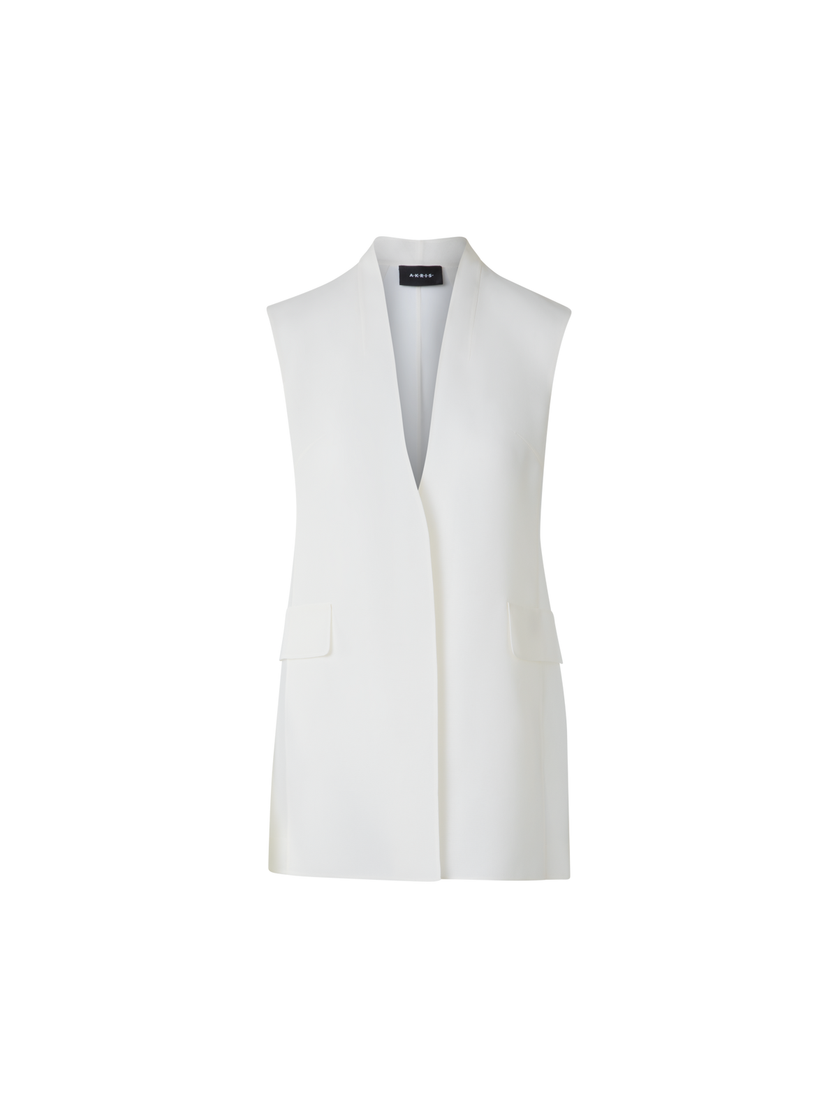 Designer Langes Transparentes Organza-Gilet aus Seide - Ecru - Weiss