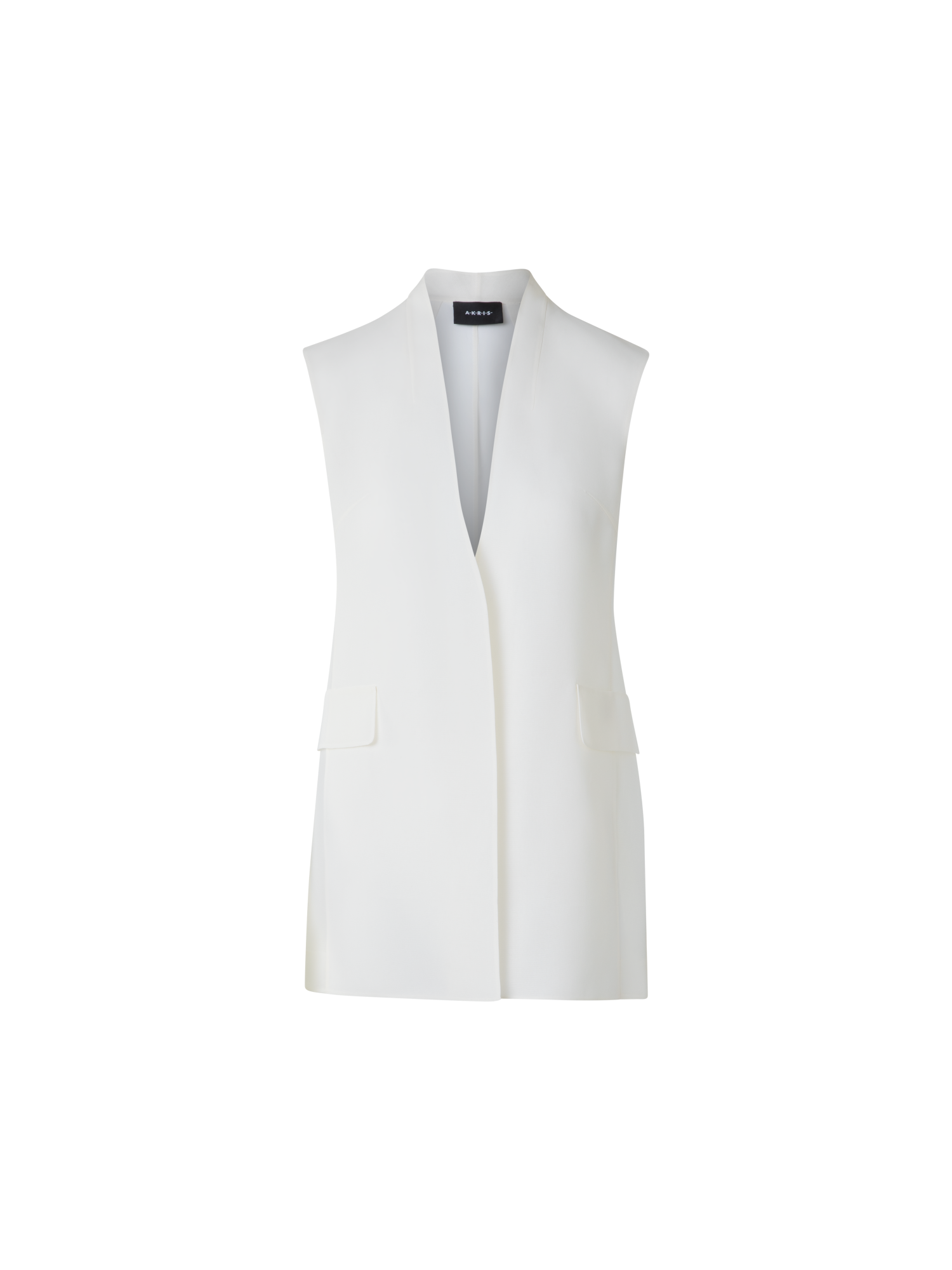 Designer Langes Transparentes Organza-Gilet aus Seide - Ecru - Weiss