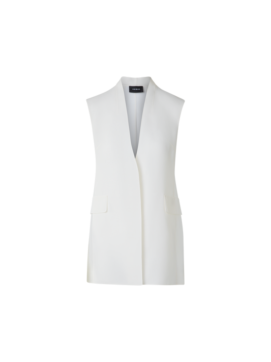 Designer Langes Transparentes Organza-Gilet aus Seide - Ecru - Weiss