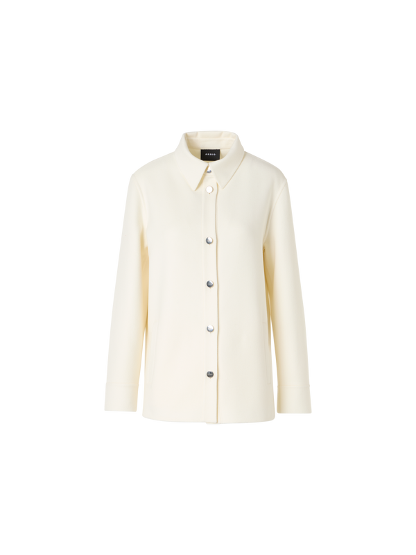Designer Hemdjacke aus Kaschmir Doubleface - Ecru