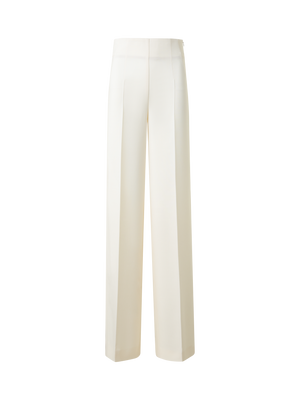 Designer Weite Gerade Hose aus Woll-Doubleface - Ecru - Weiss
