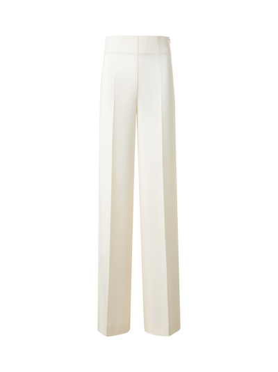 Designer Weite Gerade Hose aus Woll-Doubleface - Ecru - Weiss