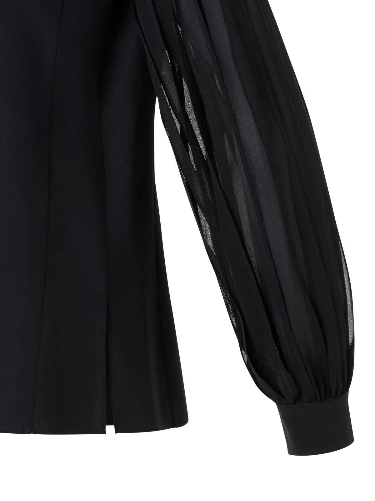 Designer Seidenbluse mit Schleifenärmeln - Schwarz