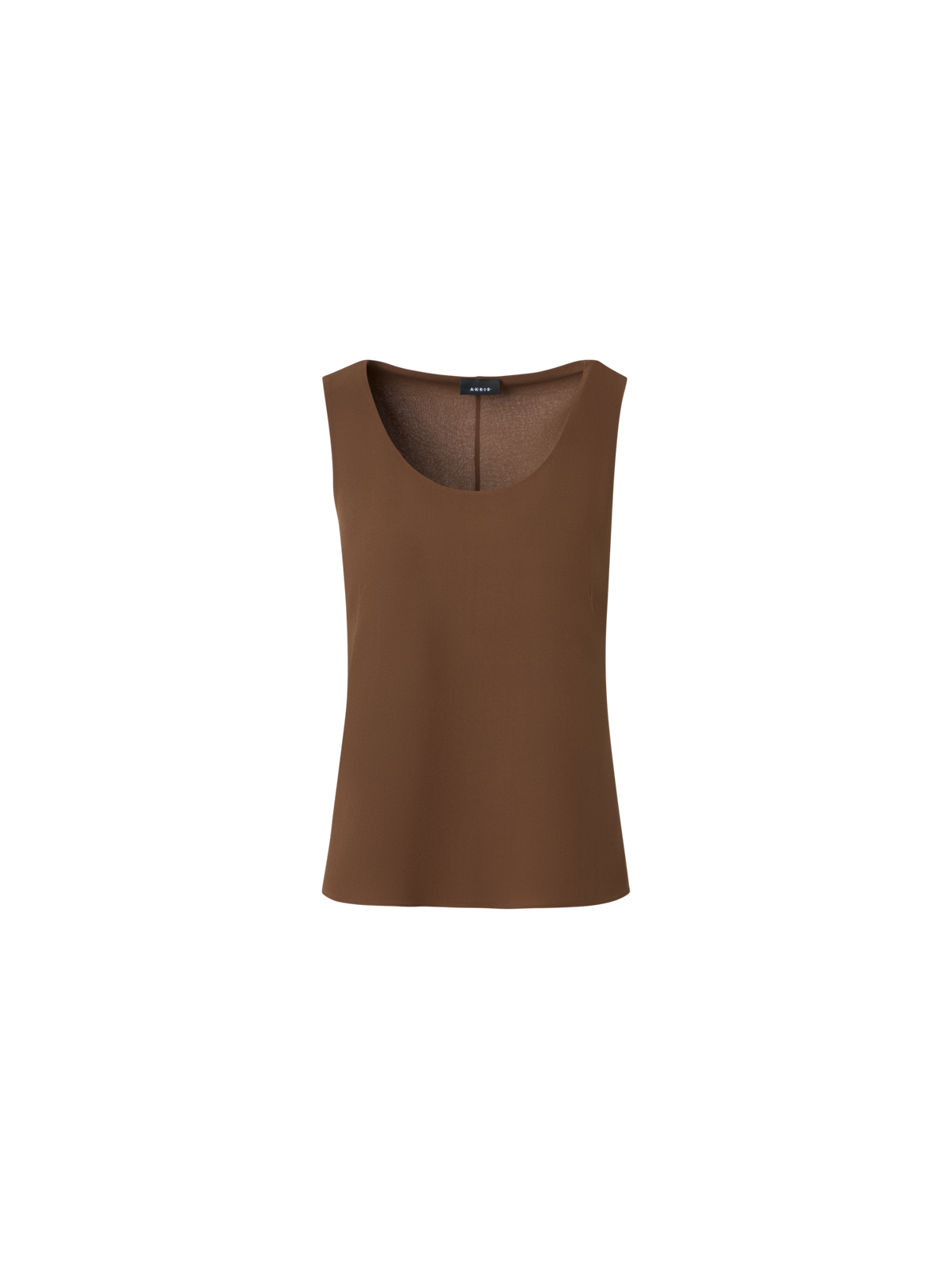 Designer Top aus Seiden-Georgette mit U-Ausschnitt - Braun