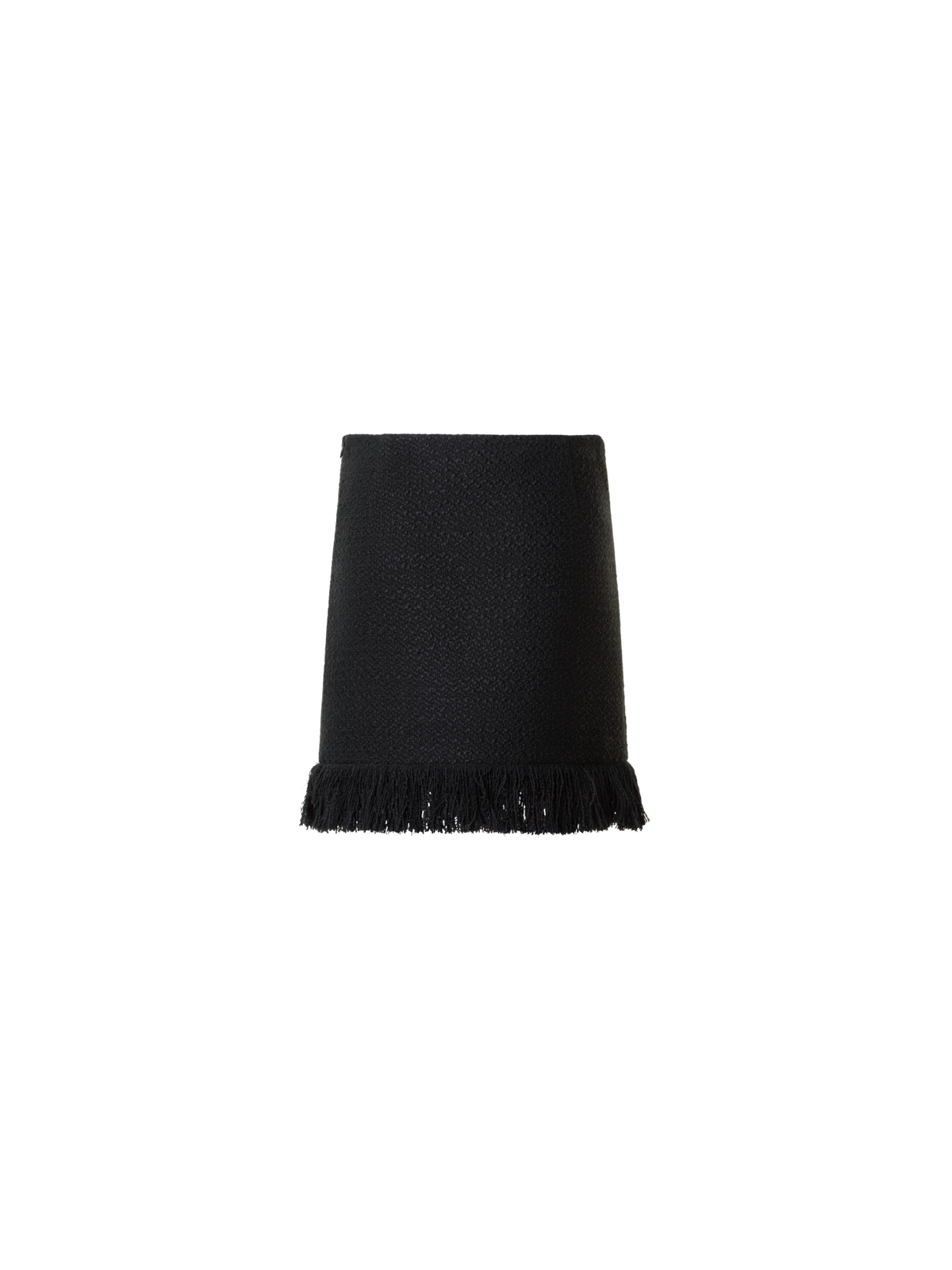 Designer Tweed Bouclé Fransen Saum Minirock - Schwarz