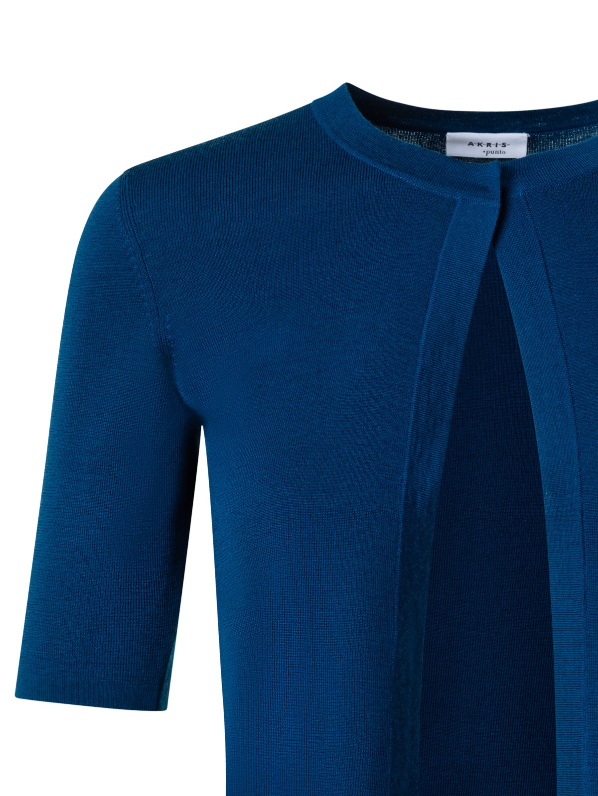 Designer Kurze Bolero-Strickjacke aus Schulwolle - Blau