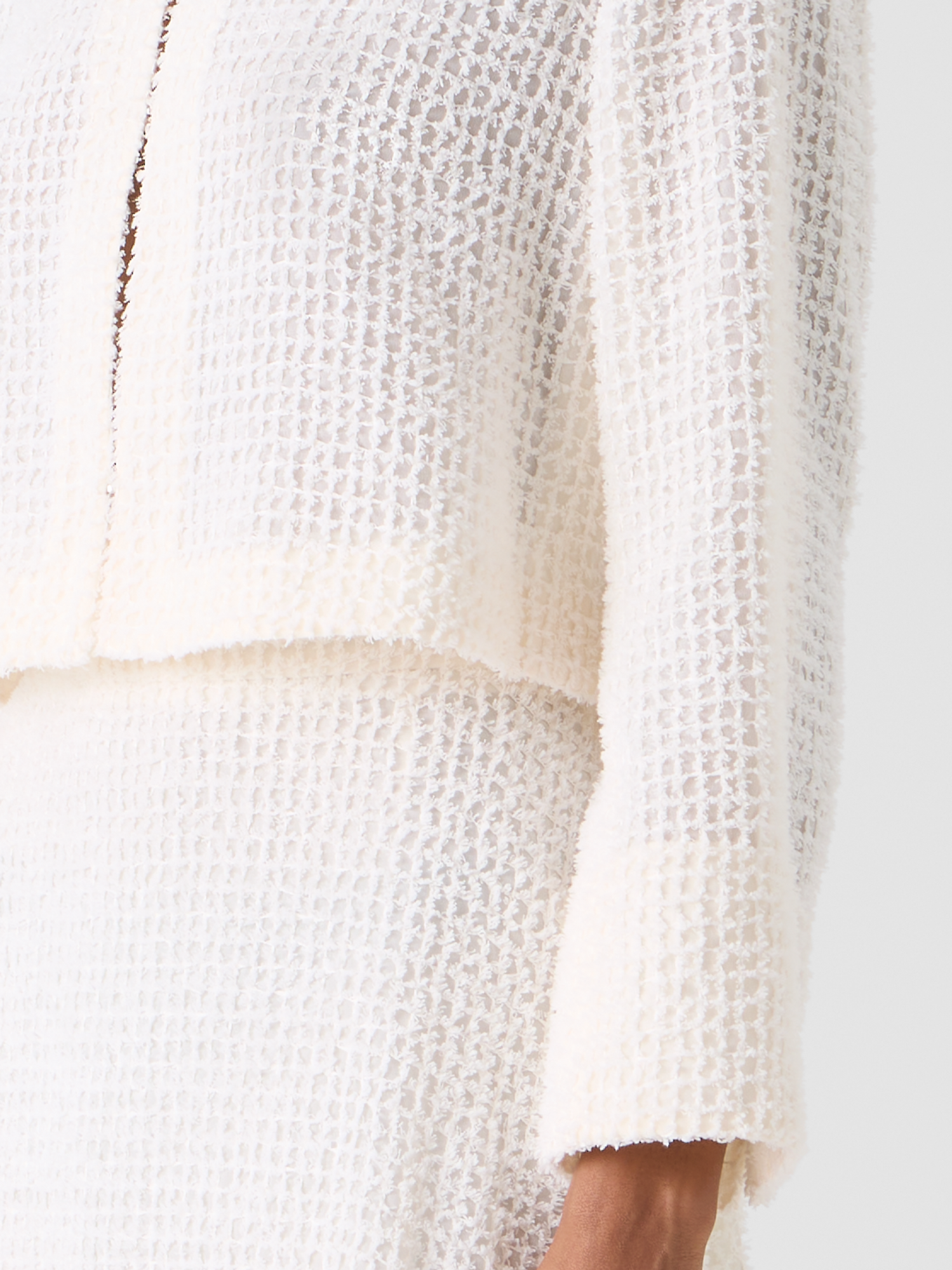 Designer Hockney Cropped Bolero-Jacke mit Fransen - Ecru