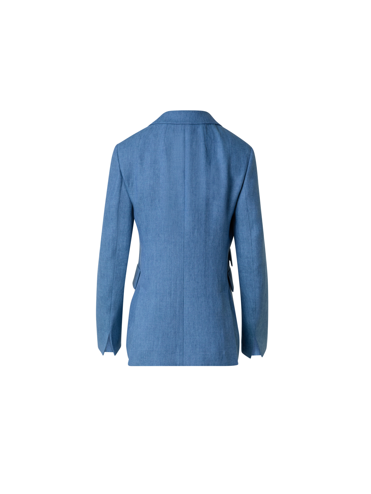 Designer Langer Leinen-Blazer mit langem Revers - Blau