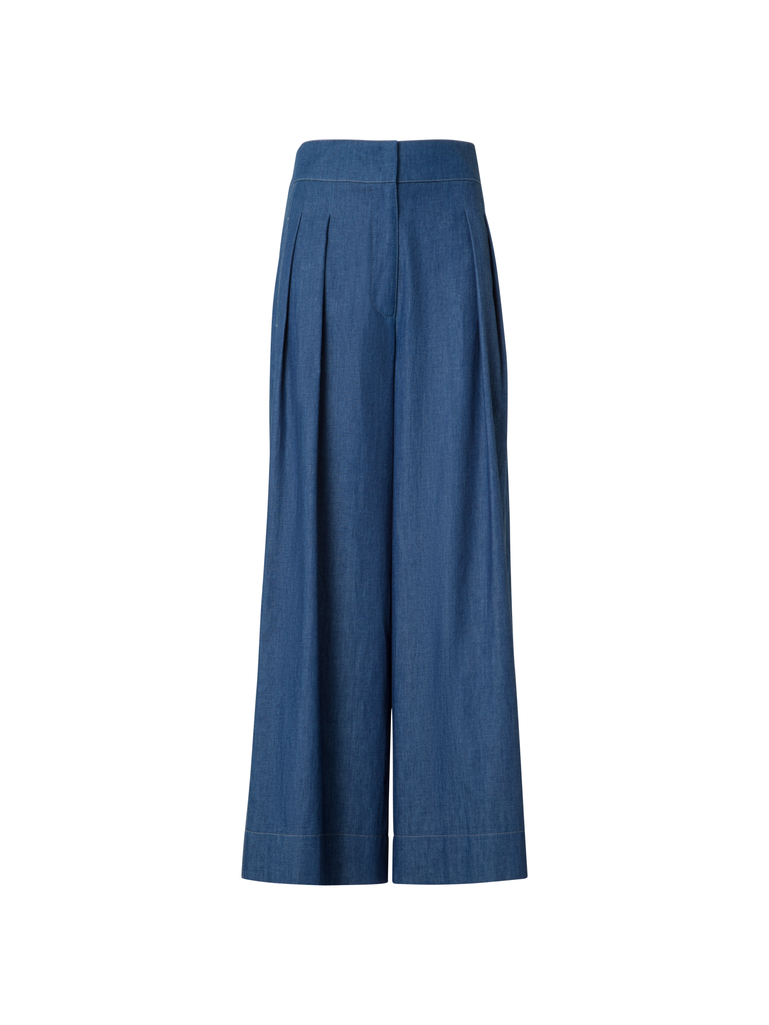 Designer Culottes Hose aus leichtem Baumwoll-Denim - Blau