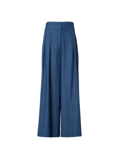 Designer Culottes Hose aus leichtem Baumwoll-Denim - Blau