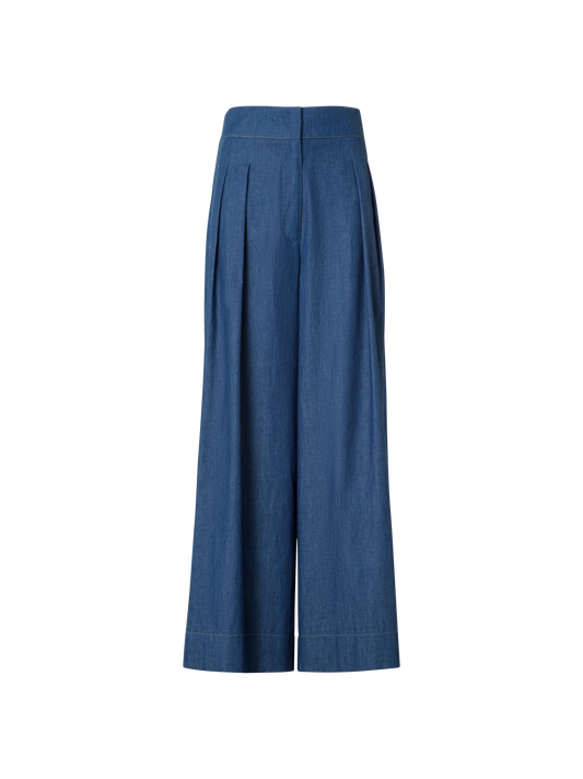 Designer Culottes Hose aus leichtem Baumwoll-Denim - Blau