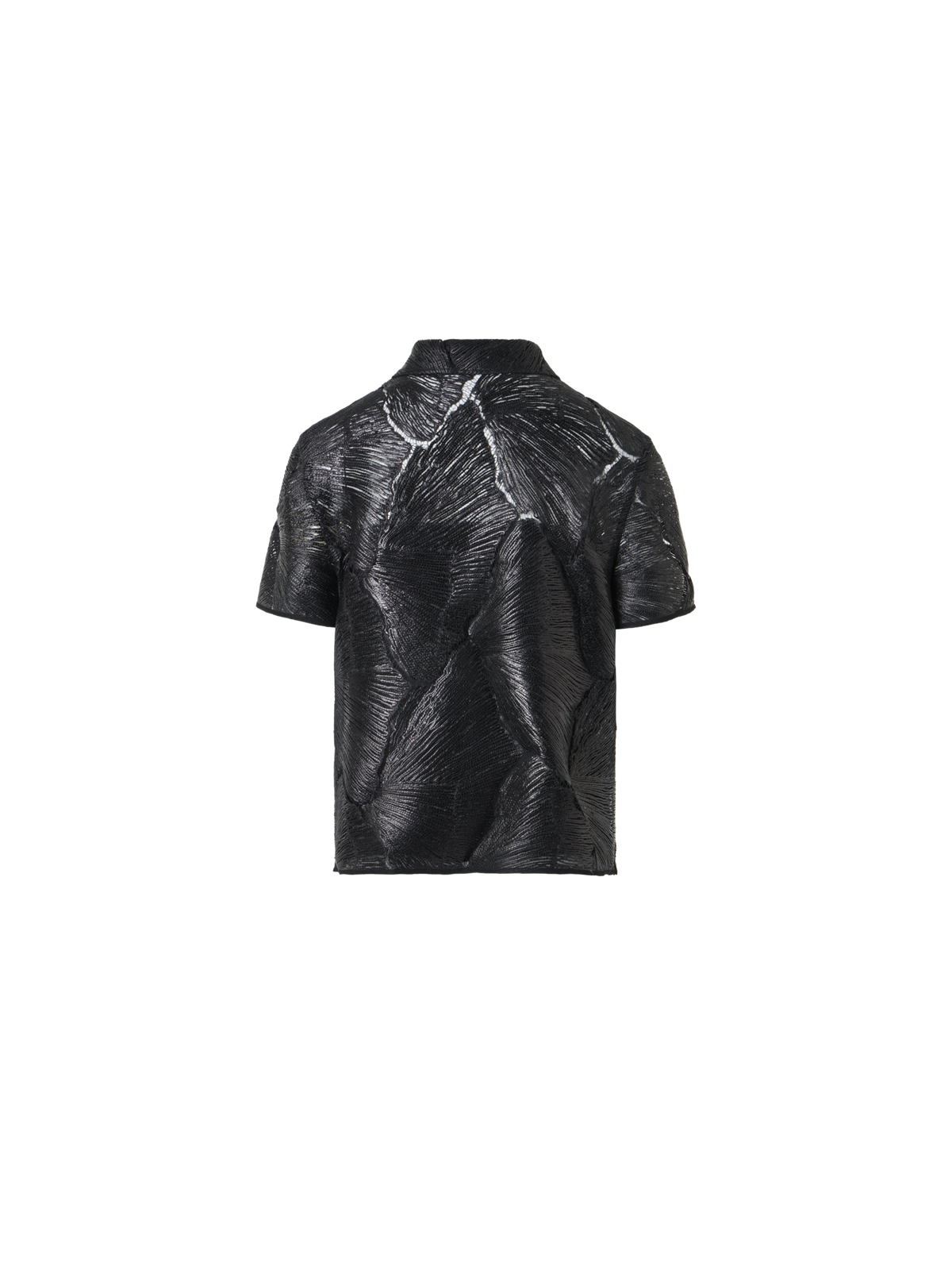 Designer Polobluse aus lackierter Fächerspitze - Schwarz