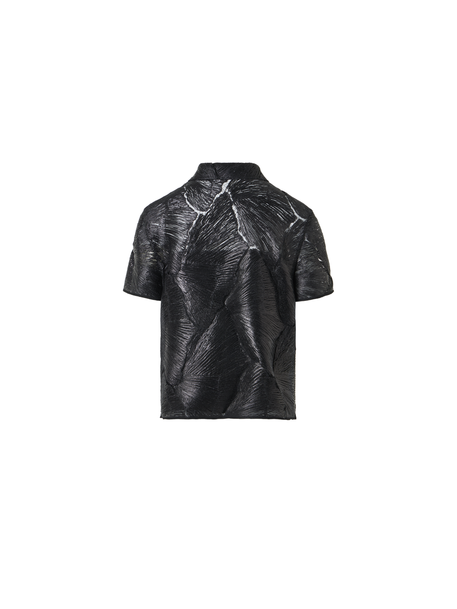 Designer Polobluse aus lackierter Fächerspitze - Schwarz