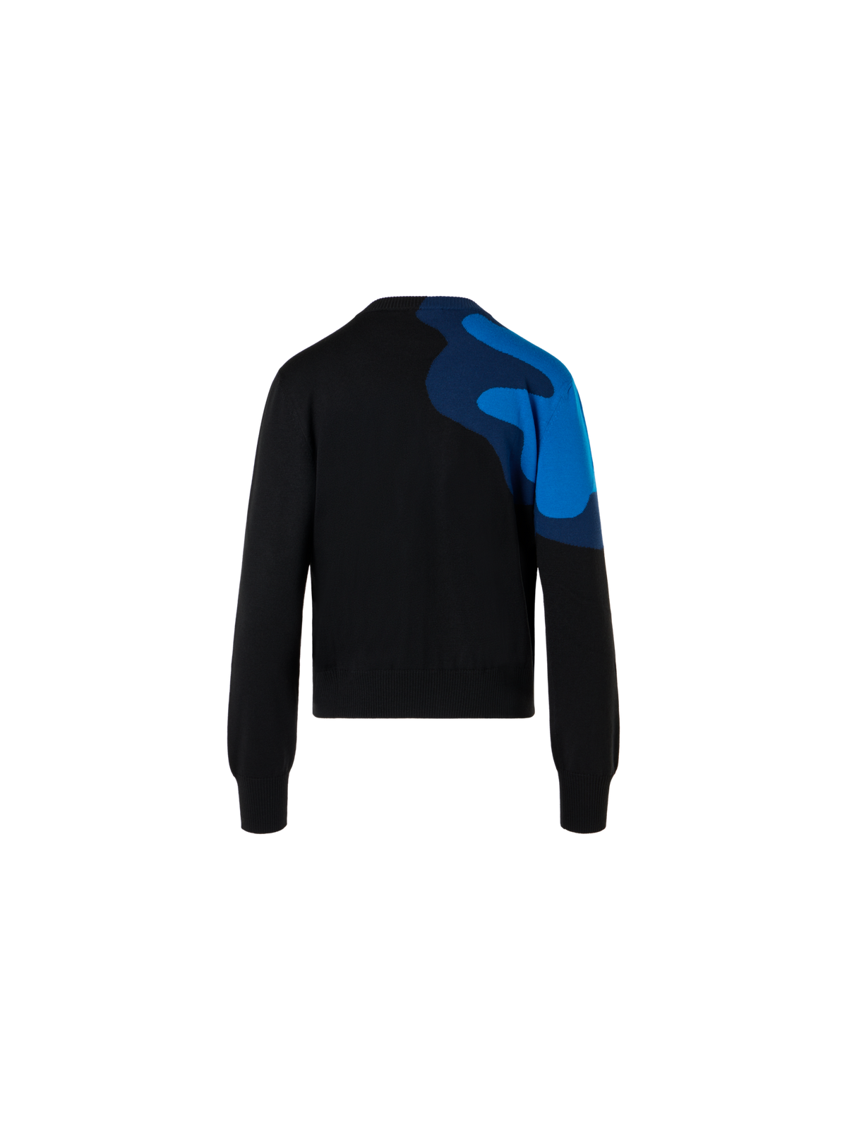 Designer XL-Pullover mit Pop-Dot-Blumen-Intarsienmuster - Schwarz - Blau