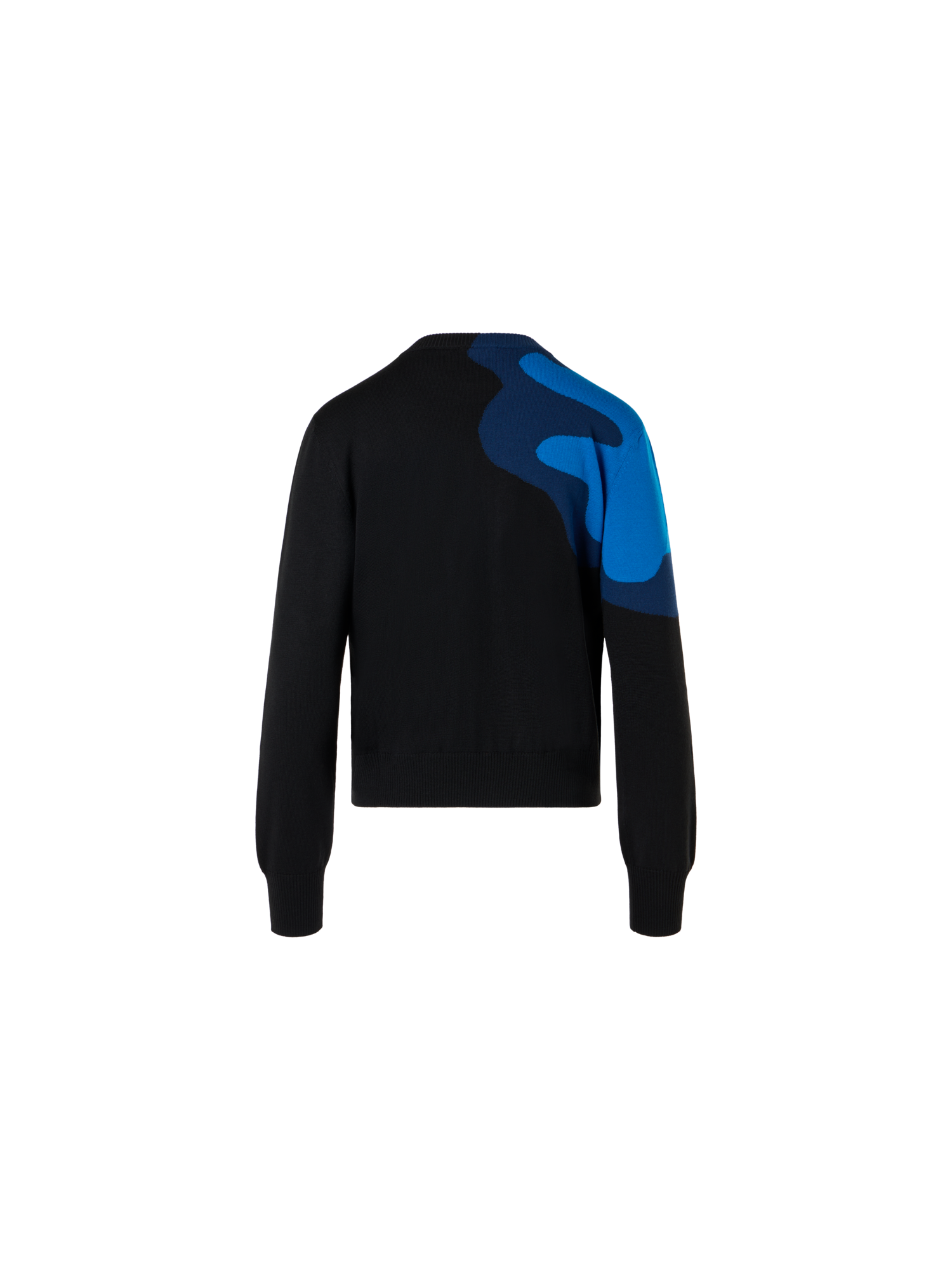 Designer XL-Pullover mit Pop-Dot-Blumen-Intarsienmuster - Schwarz - Blau