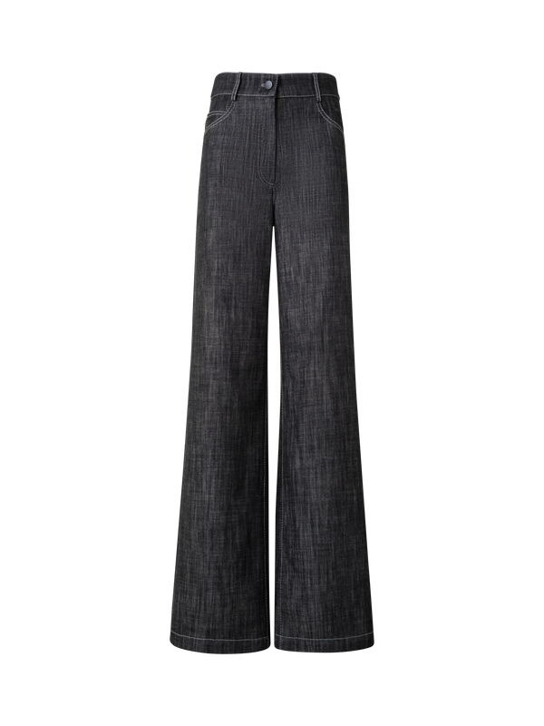 Designer Weite Hose aus Baumwoll-Denim - Schwarz