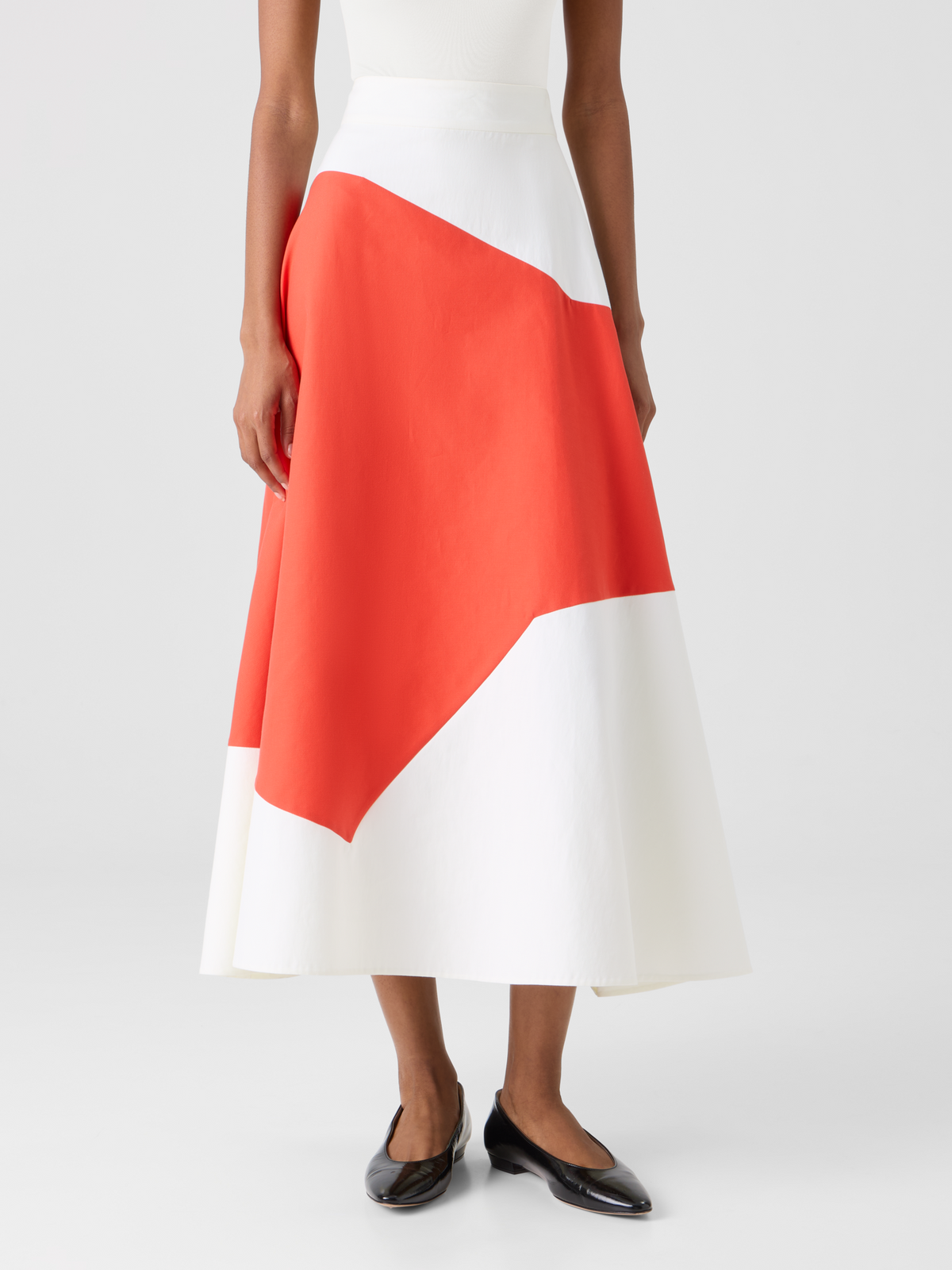 Designer Ausgestellter Midirock mit Polygon-Patchwork - Bunt #editorial