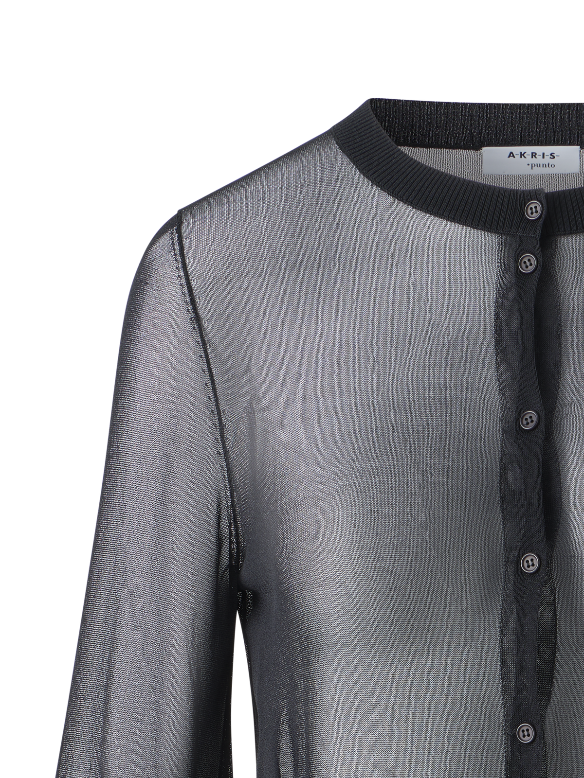 Designer Transparenter Cropped-Strick-Cardigan - Schwarz