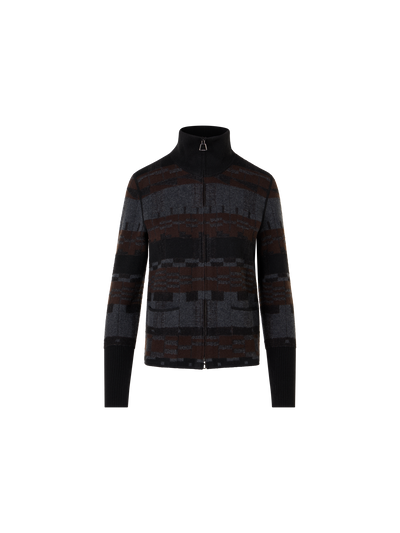 Designer Cardigan aus Kaschmir-Jacquard - Bunt - Braun - Grau