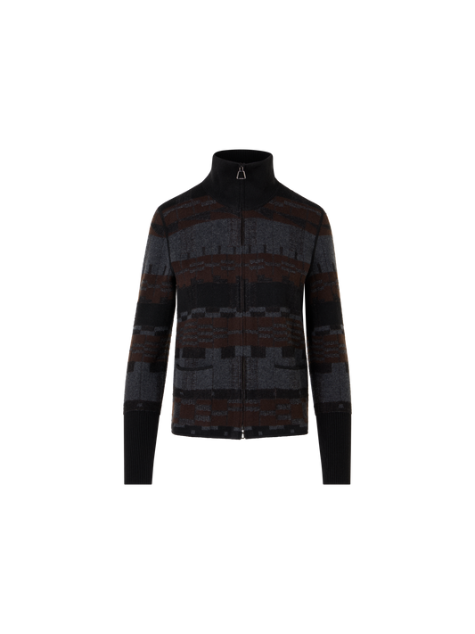 Designer Cardigan aus Kaschmir-Jacquard - Bunt - Braun - Grau