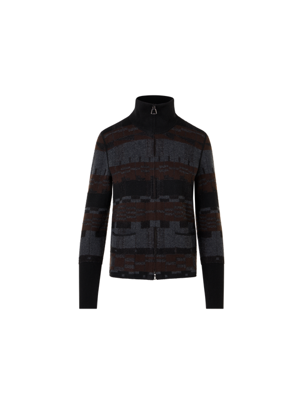 Designer Cardigan aus Kaschmir-Jacquard - Bunt - Braun - Grau