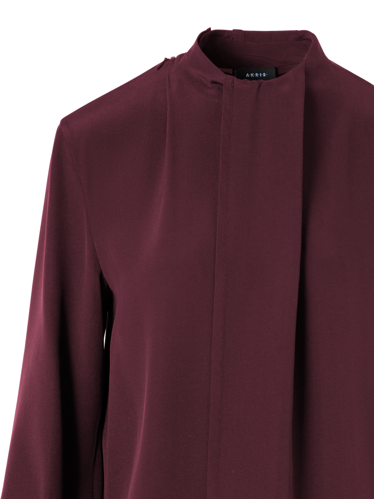 Designer Seidenbluse mit asymmetrischem Überwurf-Panel - Rot