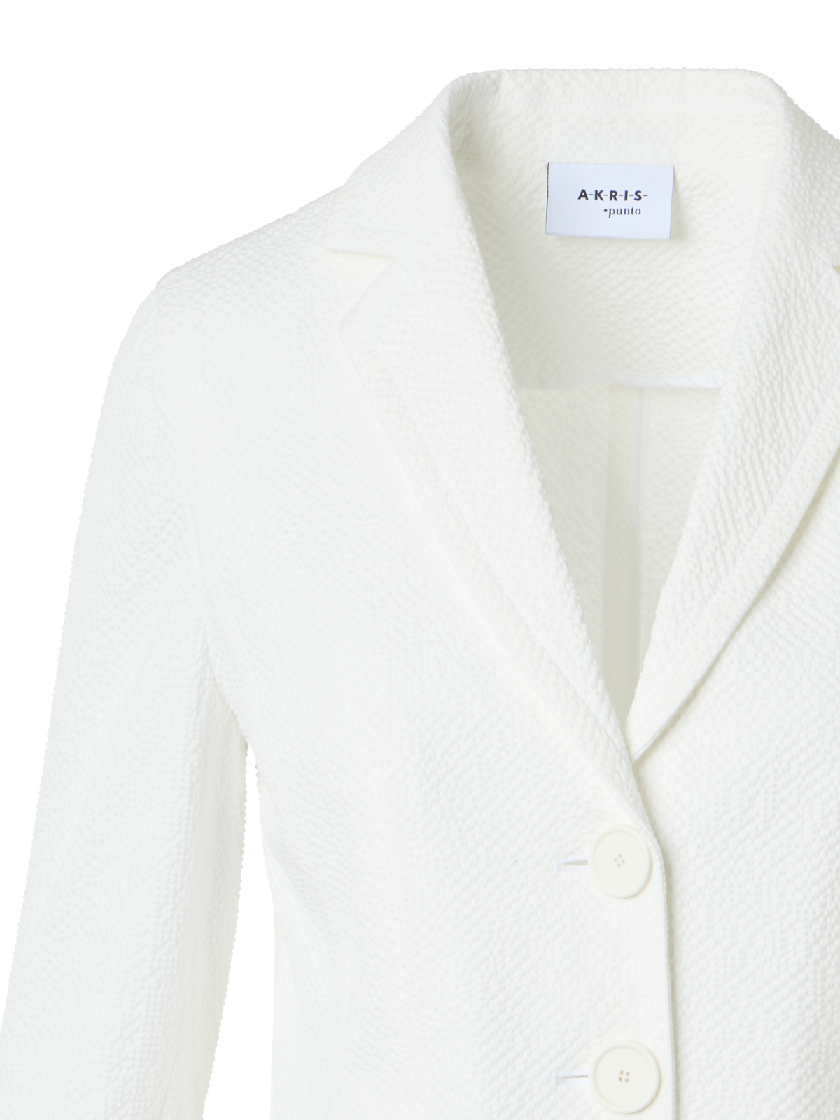 Designer Lässige Jacke aus Baumwoll-Stretch-Seersucker - Weiss