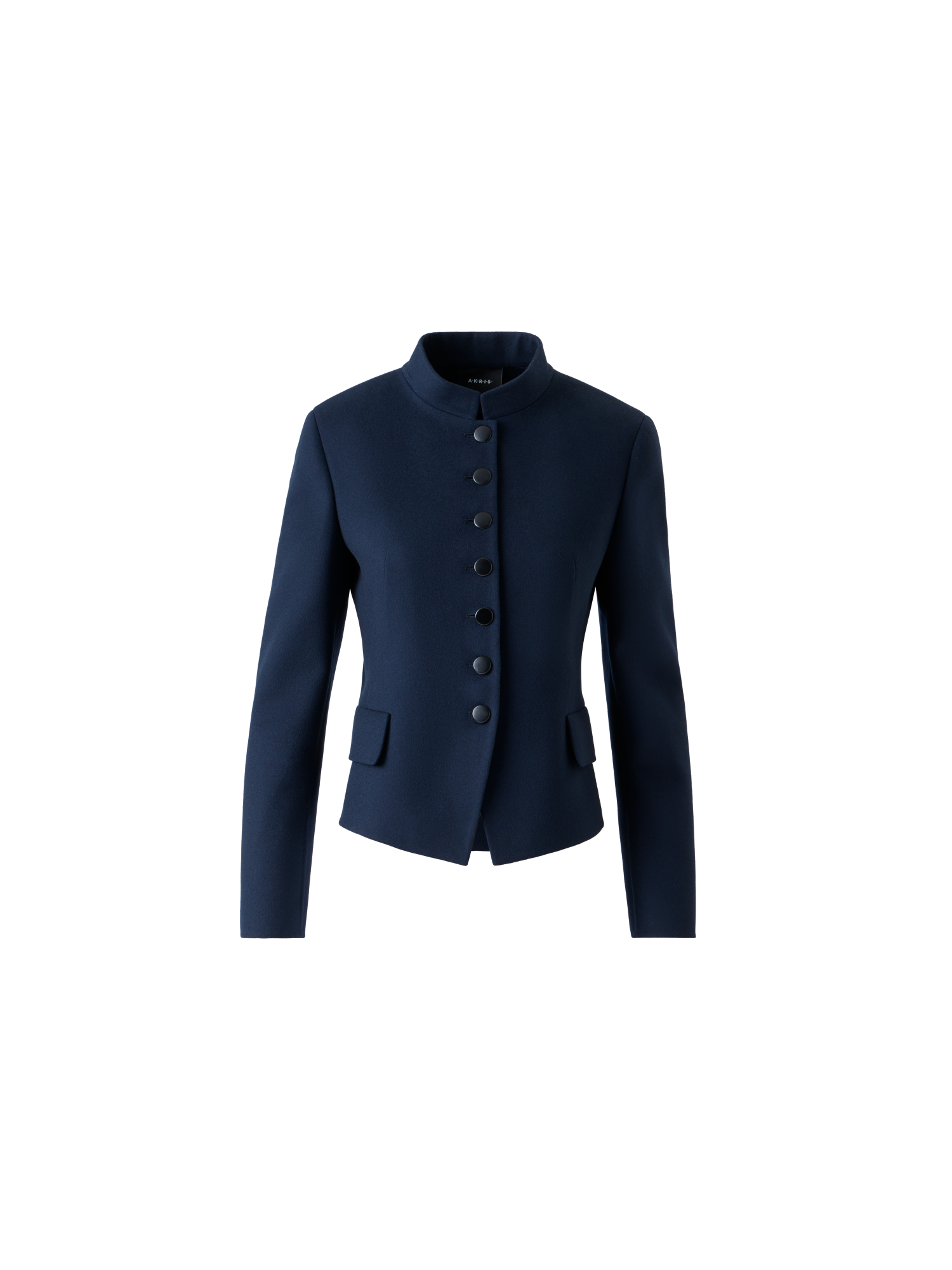 Designer Kurze Taillierte Wollflanell Doubleface Jacke - Dunkelblau - Blau