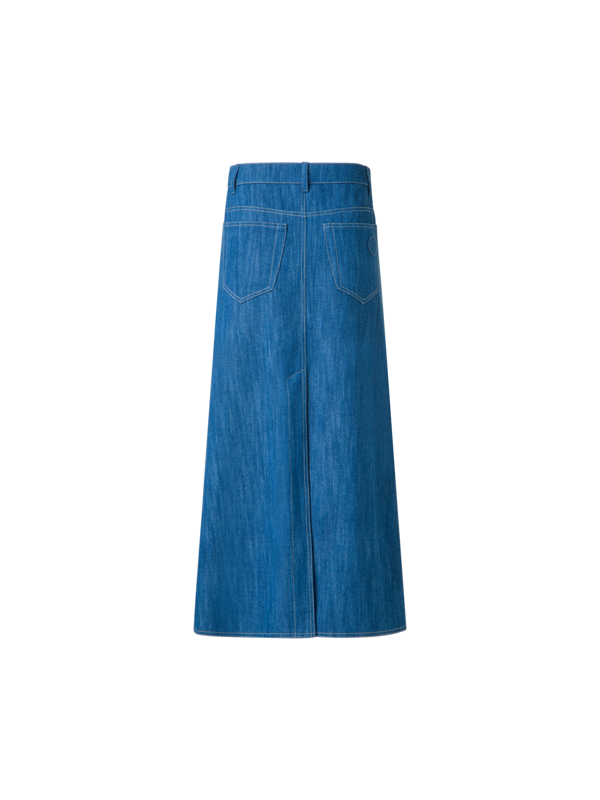Designer Midi-Bleistiftrock aus Baumwoll-Denim - Blau