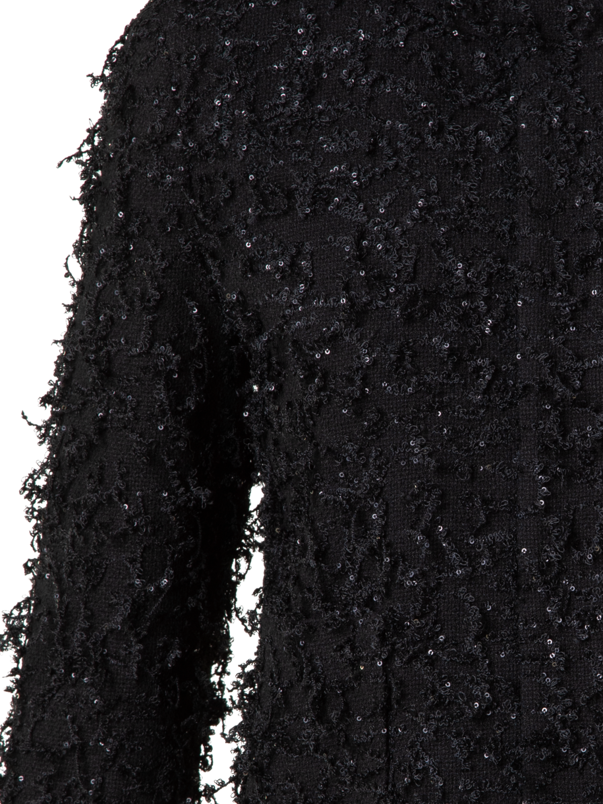 Designer Kurze Jacke mit Micro-Pailletten und Fransen - Schwarz