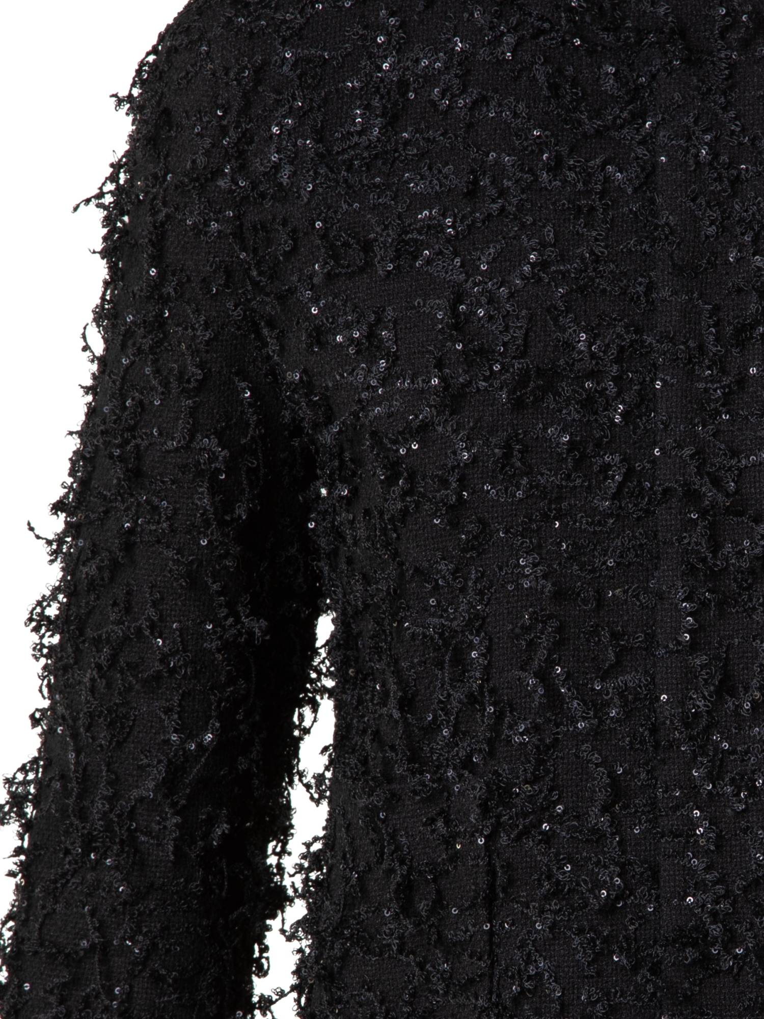 Designer Kurze Jacke mit Micro-Pailletten und Fransen - Schwarz