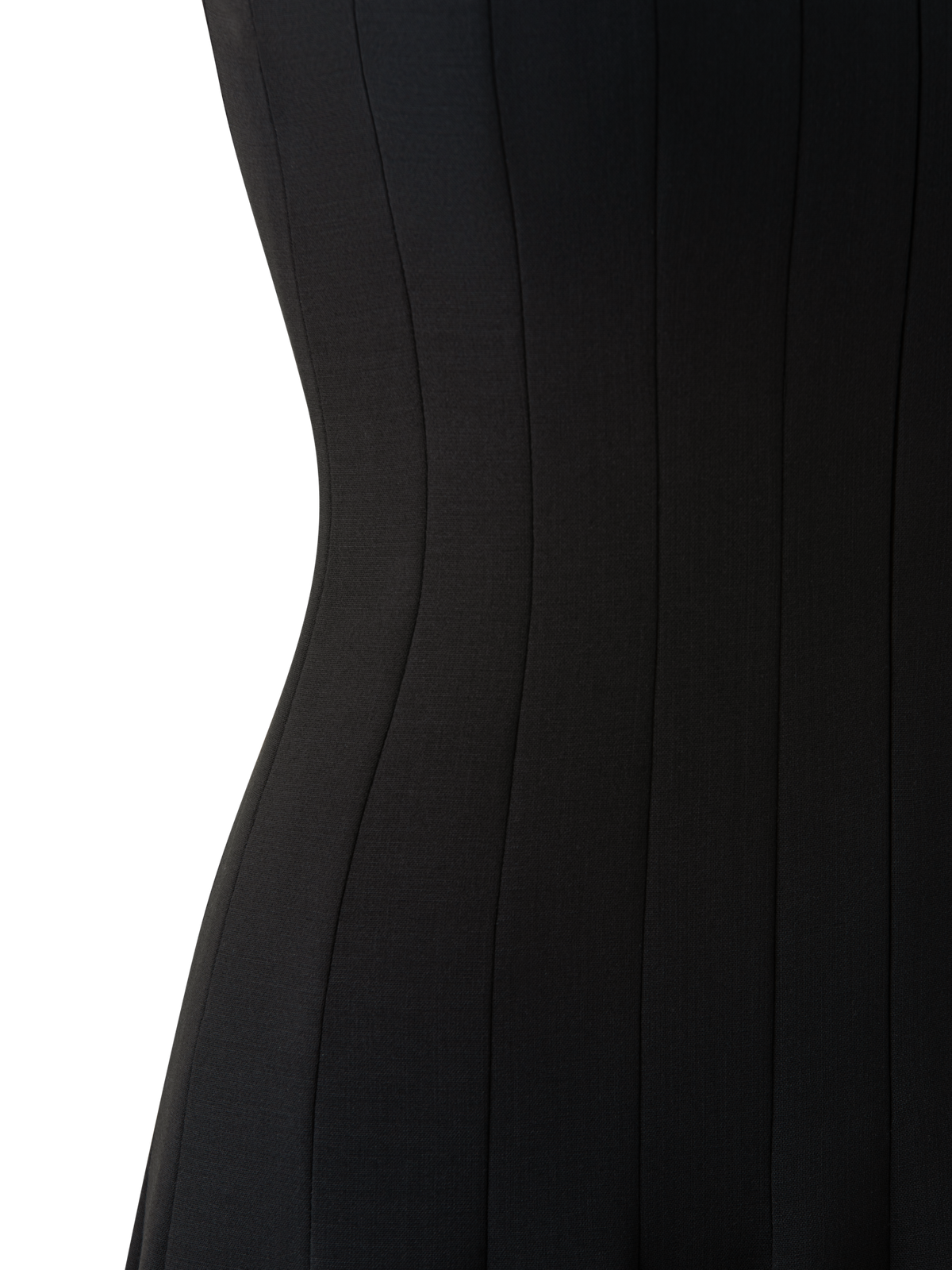 Designer Kleid aus Woll-Doubleface mit Plissee-Details - Schwarz