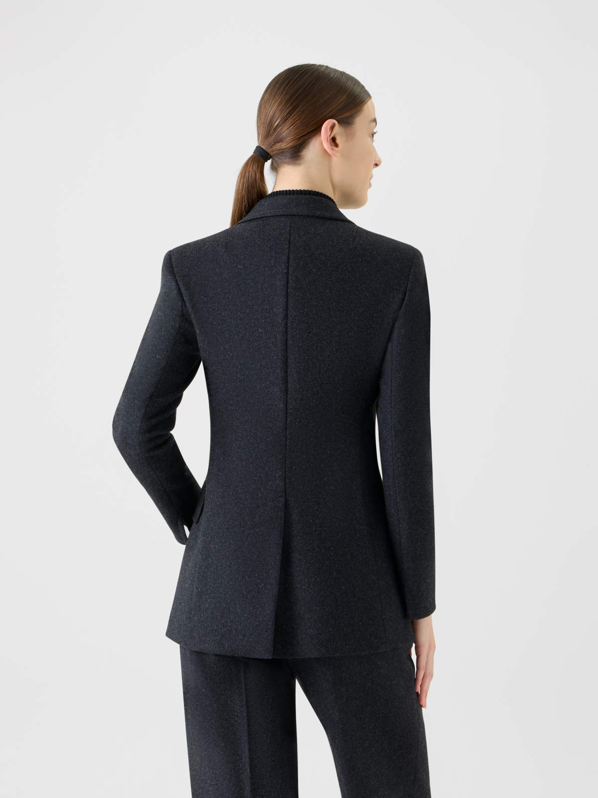 Designer Winterlicher Wollflanell Blazer - Grau #editorial