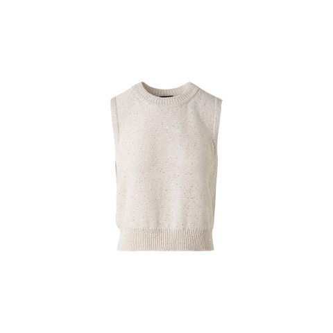 Sleeveless Linen Cotton Knit Top with Sequins